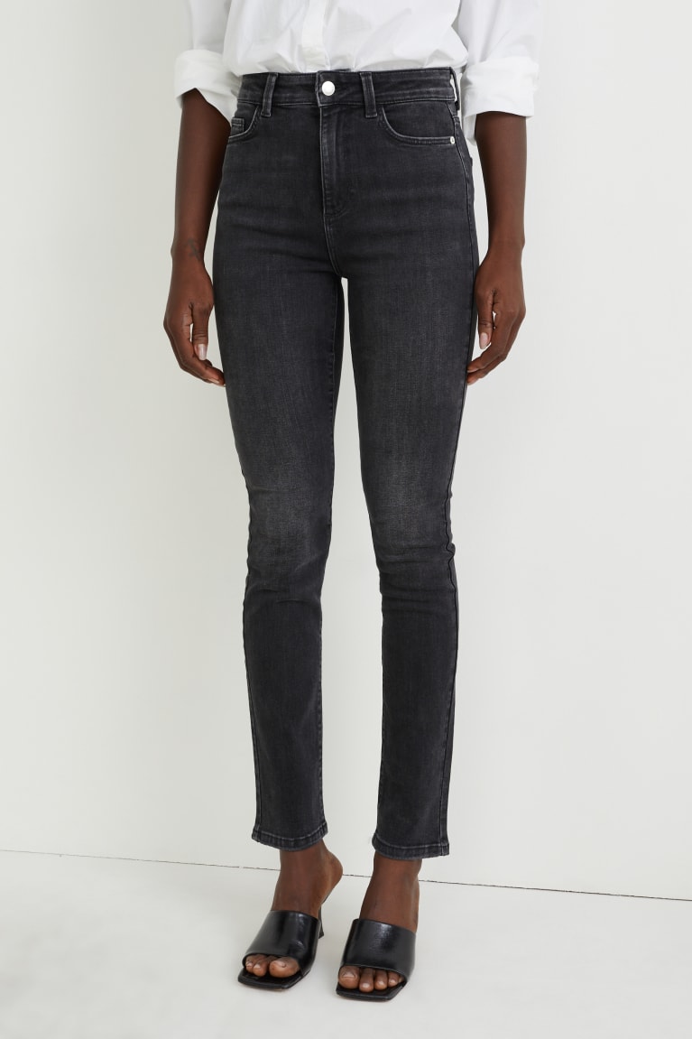 Jeans C&A Slim High Cintura Lycra® Azules Gris Oscuro | RMPCAI-754