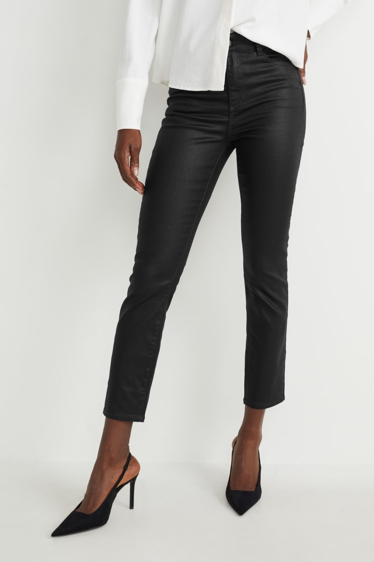 Jeans C&A Slim High Cintura Lycra® Negras | OUAHQX-276