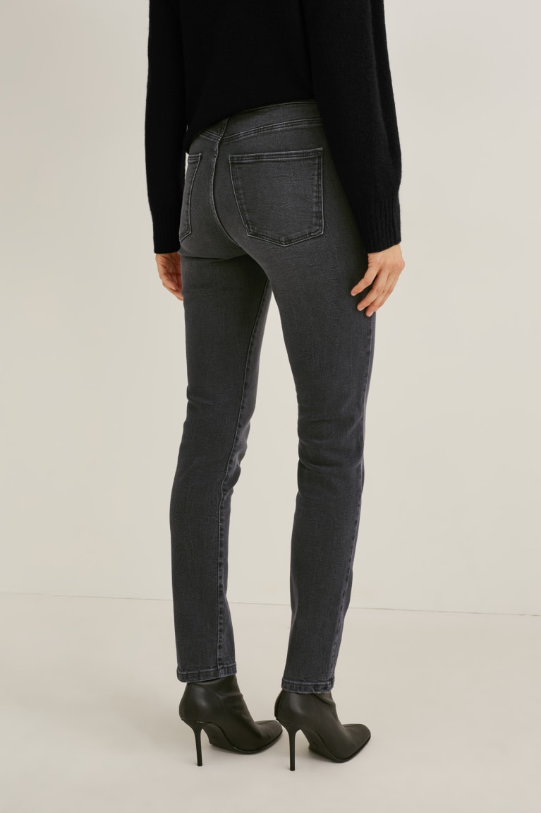 Jeans C&A Slim High Cintura Lycra® Negras | TIHOCM-923