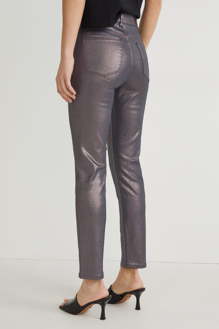 Jeans C&A Slim High Cintura Lycra® Shiny Marrones | VESWBT-436