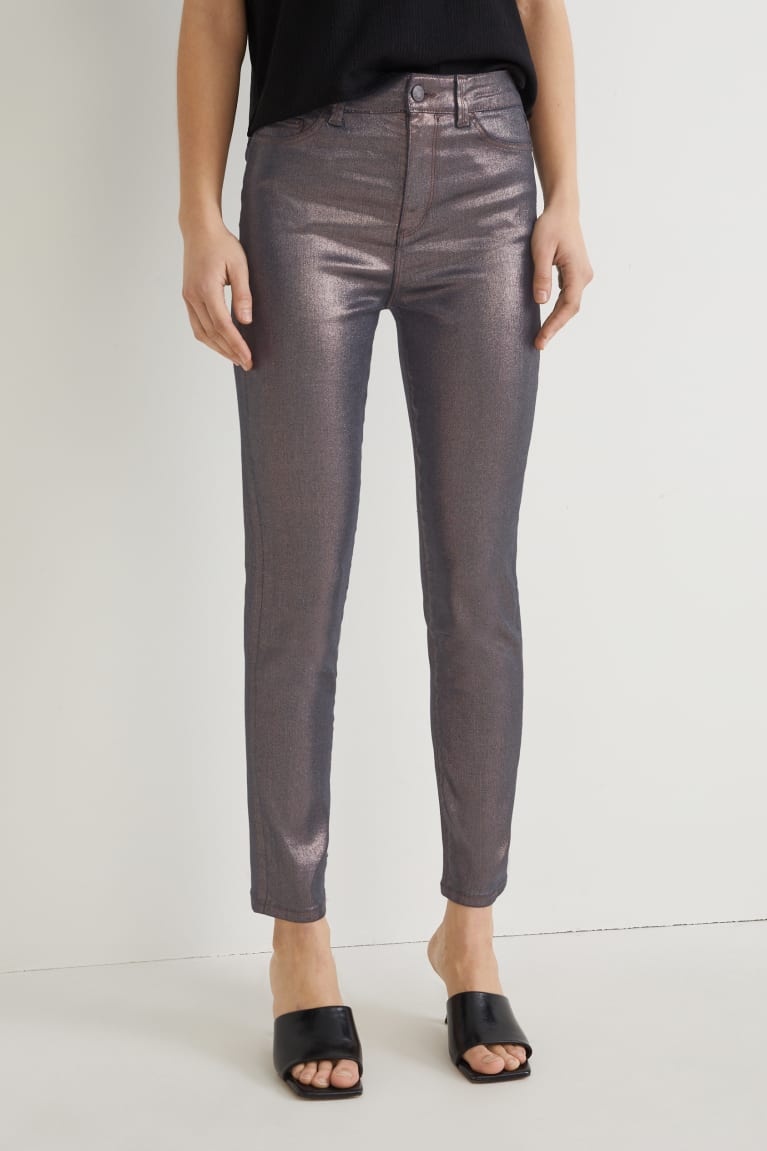 Jeans C&A Slim High Cintura Lycra® Shiny Marrones | VESWBT-436