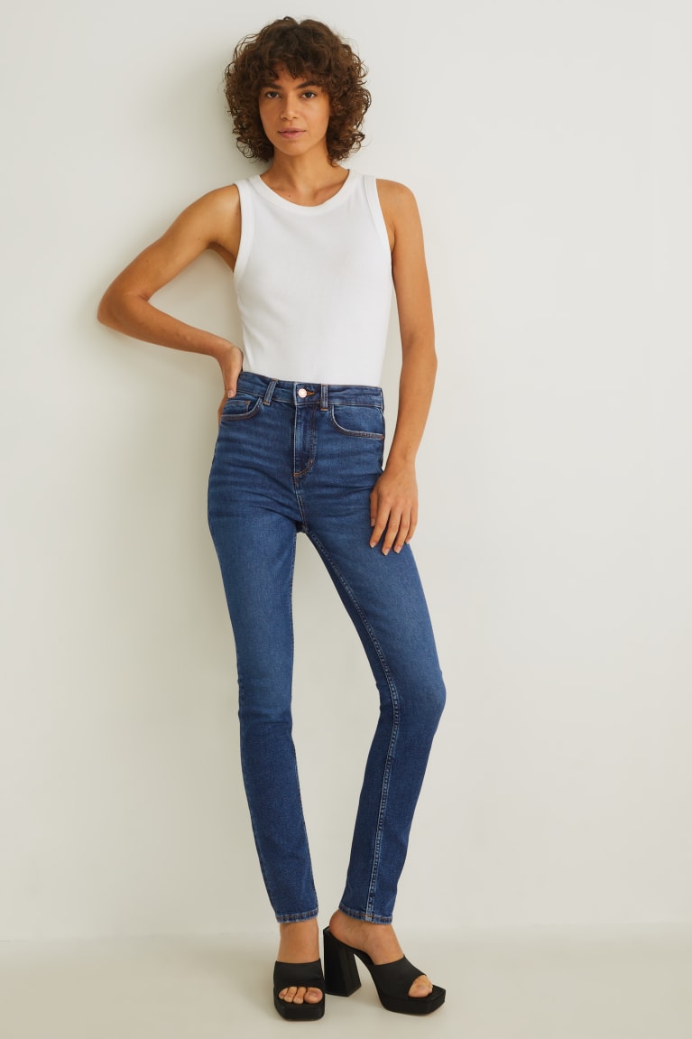 Jeans C&A Slim High Cintura Recycled Azules | KHBDUZ-437