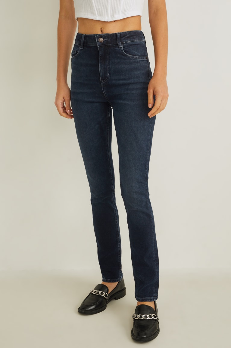 Jeans C&A Slim High Cintura Recycled Azules Azules Oscuro | XQOIWY-382