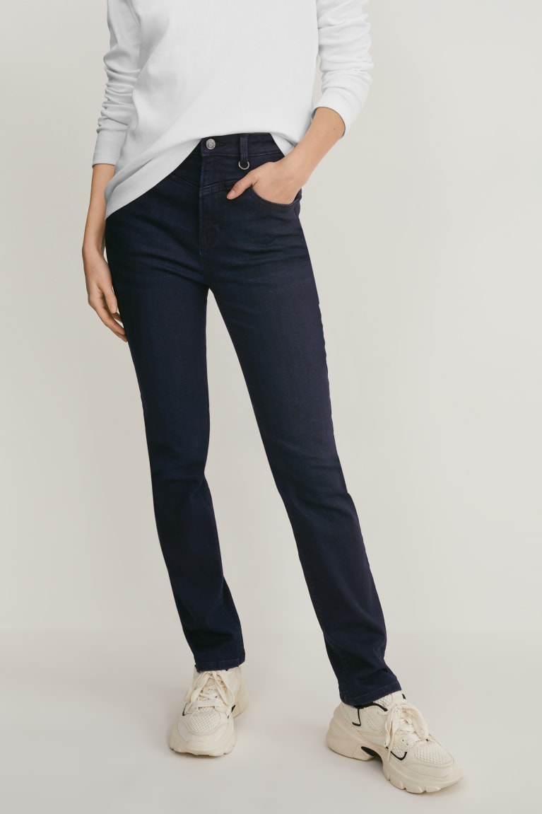 Jeans C&A Slim High Cintura Shaping Azules Azules Oscuro | EHBJDR-465