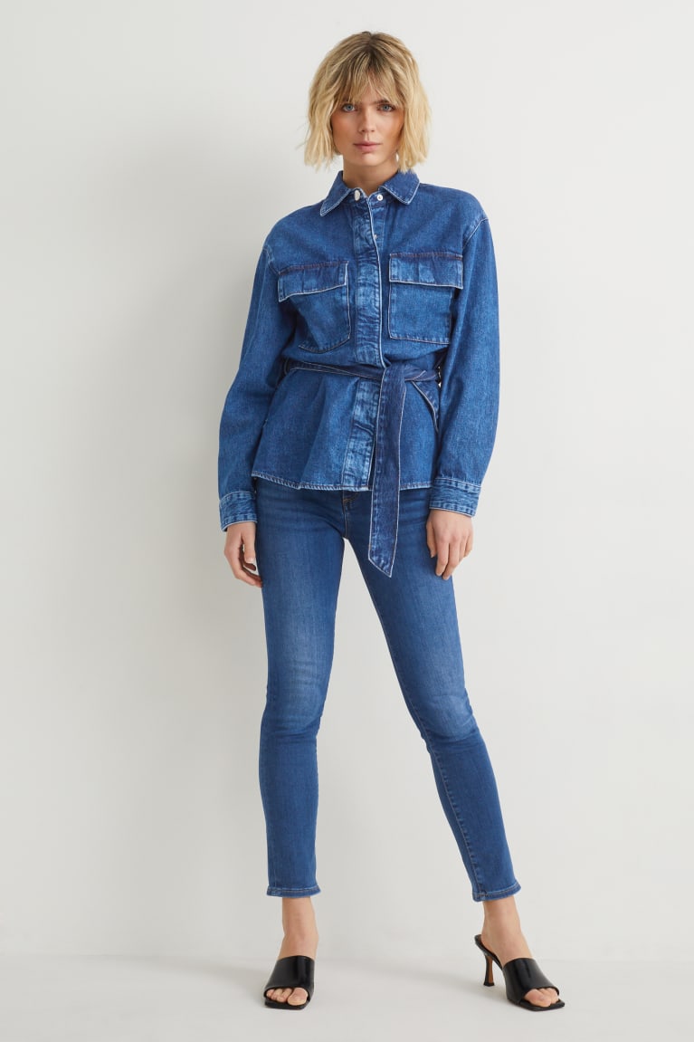 Jeans C&A Slim Mid-rise Cintura Lycra® Azules | CYTWBA-504