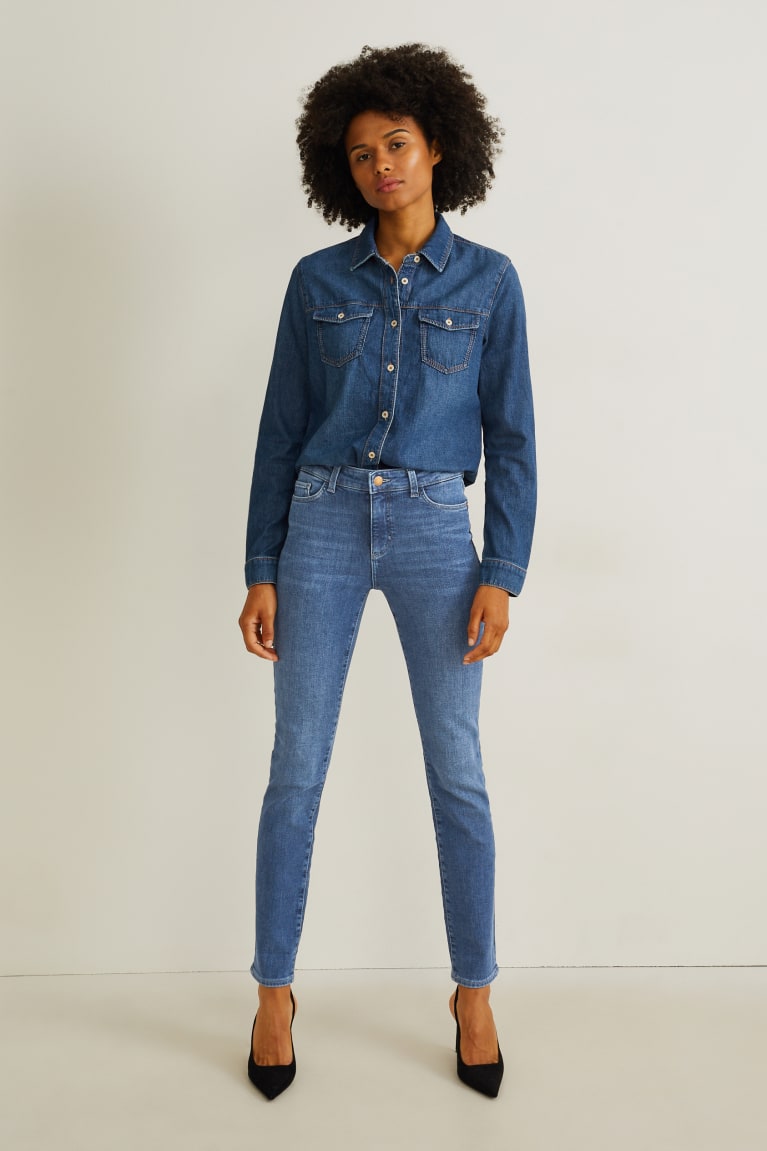 Jeans C&A Slim Mid-rise Cintura Thermal Lycra® Azules | IKGPAC-397