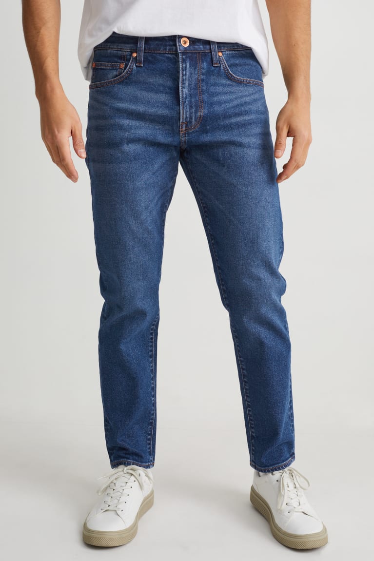 Jeans C&A Tapered Lycra® Azules Azules Oscuro | MDUGRW-185