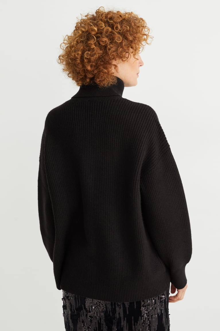 Jerséis C&A Polo Neck Negras | TDCUQR-839