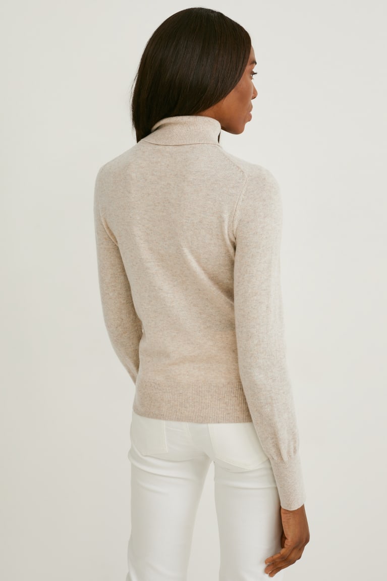 Jerséis C&A Polo Neck Recycled Beige | IXYQGE-029