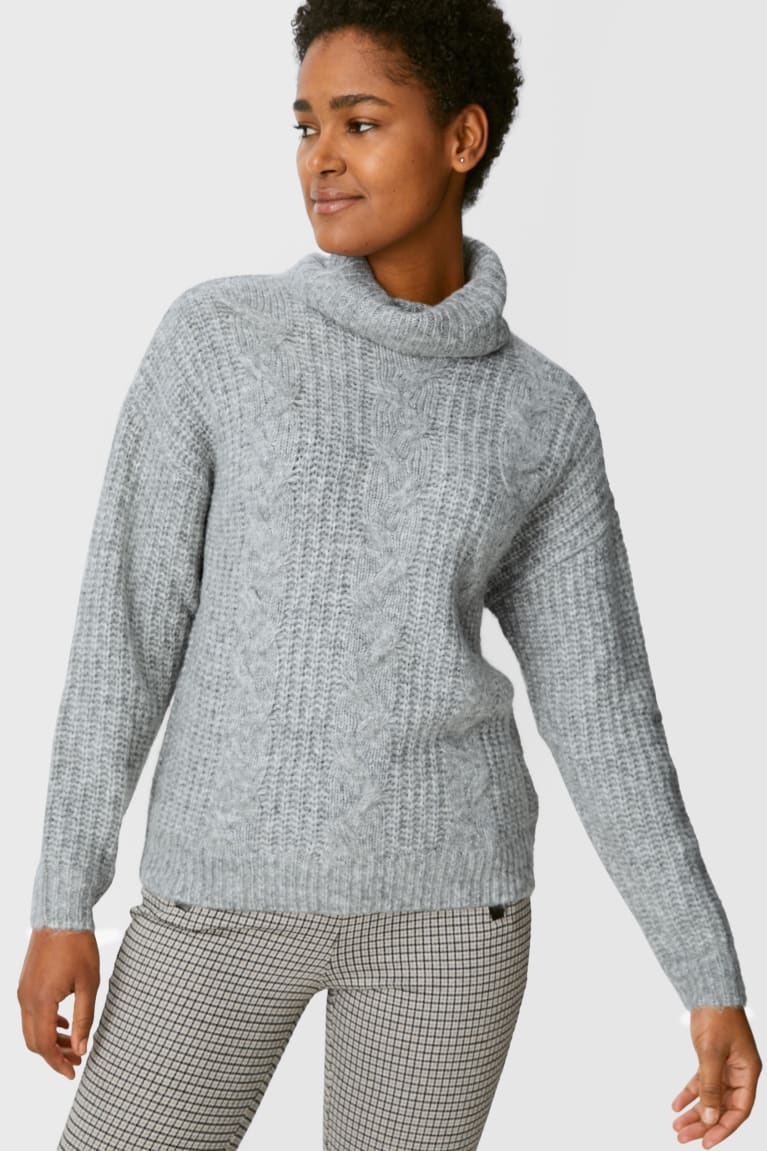 Jerséis C&A Polo Neck Recycled Gris | ZEHARM-320