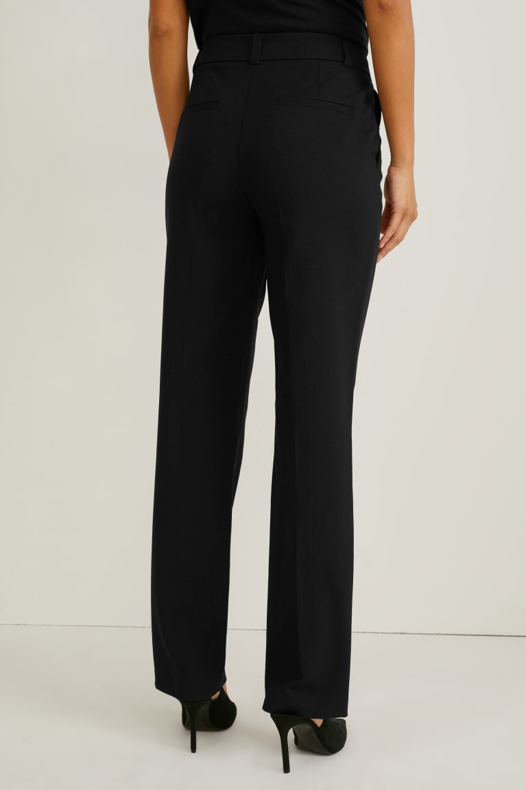 Pantalones C&A Business Mid-rise Cintura Directo Fit Negras | AZIXQJ-284