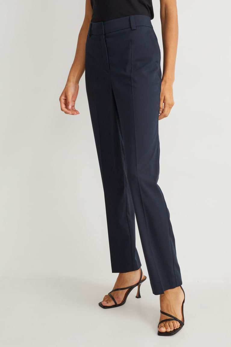 Pantalones C&A Business Mid-rise Cintura Directo Fit Recycled Azules Oscuro | LEJIAV-873