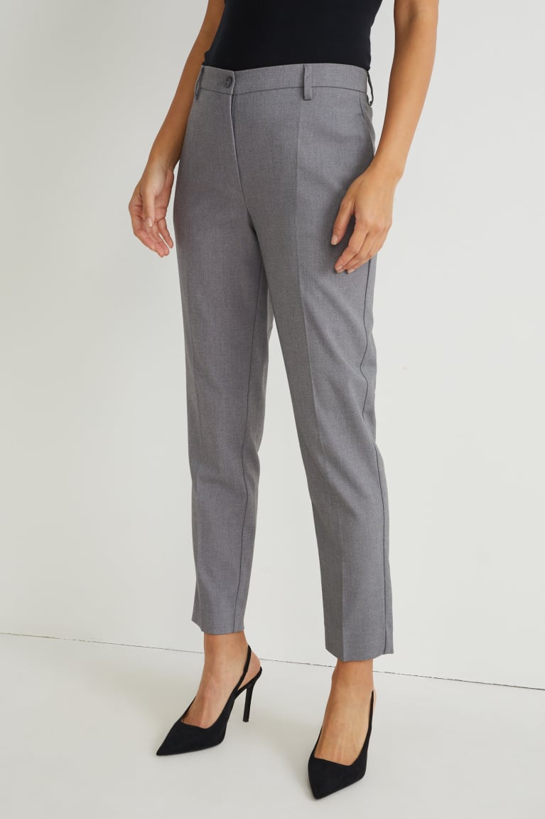 Pantalones C&A Business Mid-rise Cintura Slim Fit Recycled Gris | PBNVJL-563