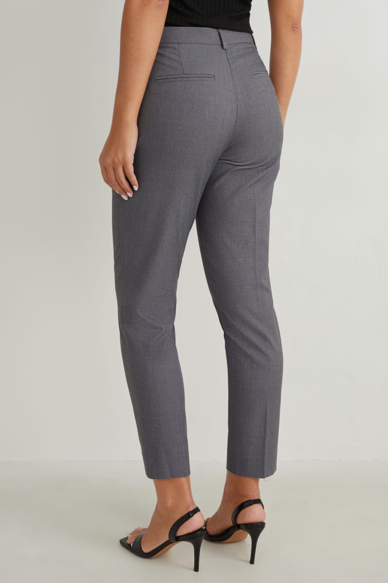 Pantalones C&A Business Mid-rise Cintura Slim Fit Gris | XIBMQO-526