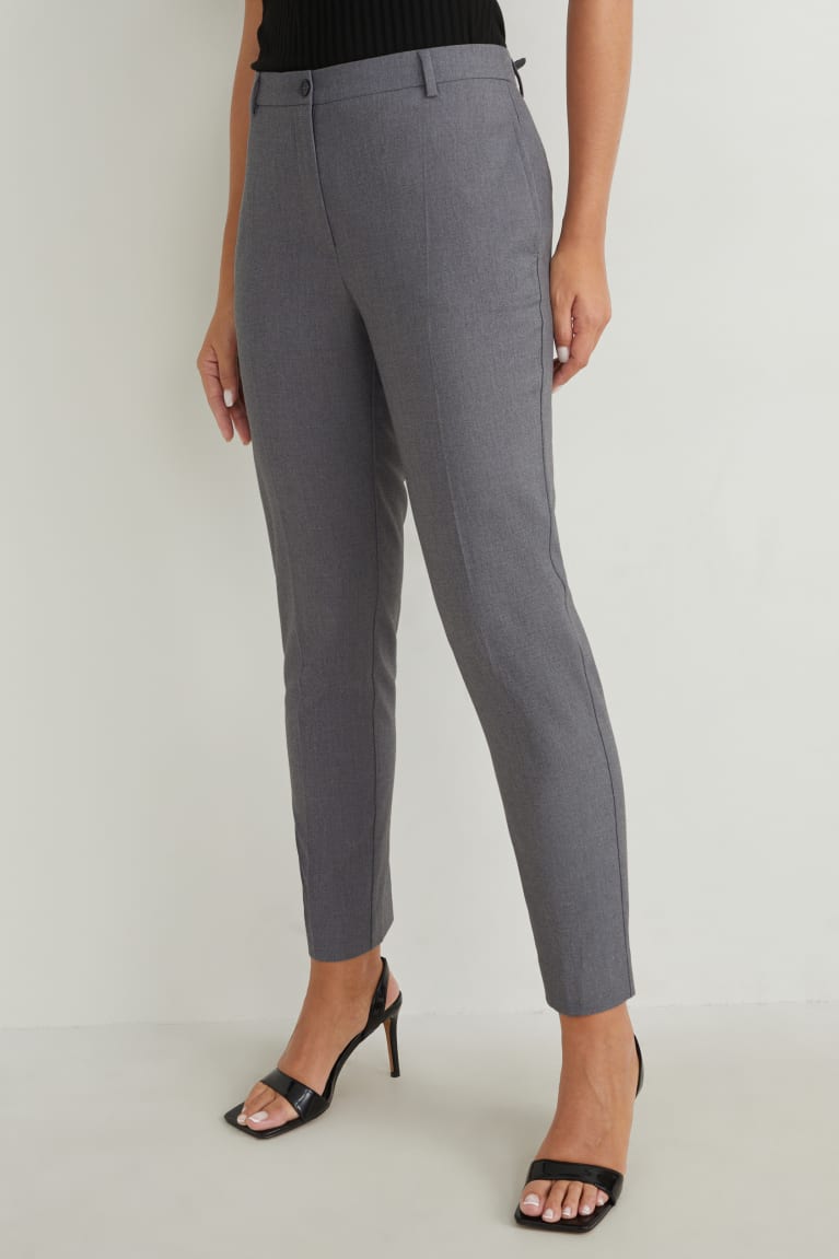 Pantalones C&A Business Mid-rise Cintura Slim Fit Gris | XIBMQO-526