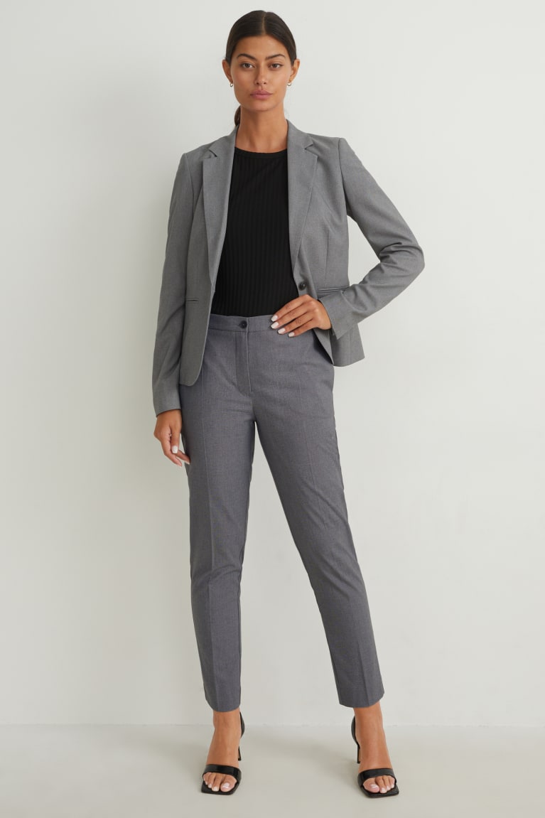 Pantalones C&A Business Mid-rise Cintura Slim Fit Gris | XIBMQO-526