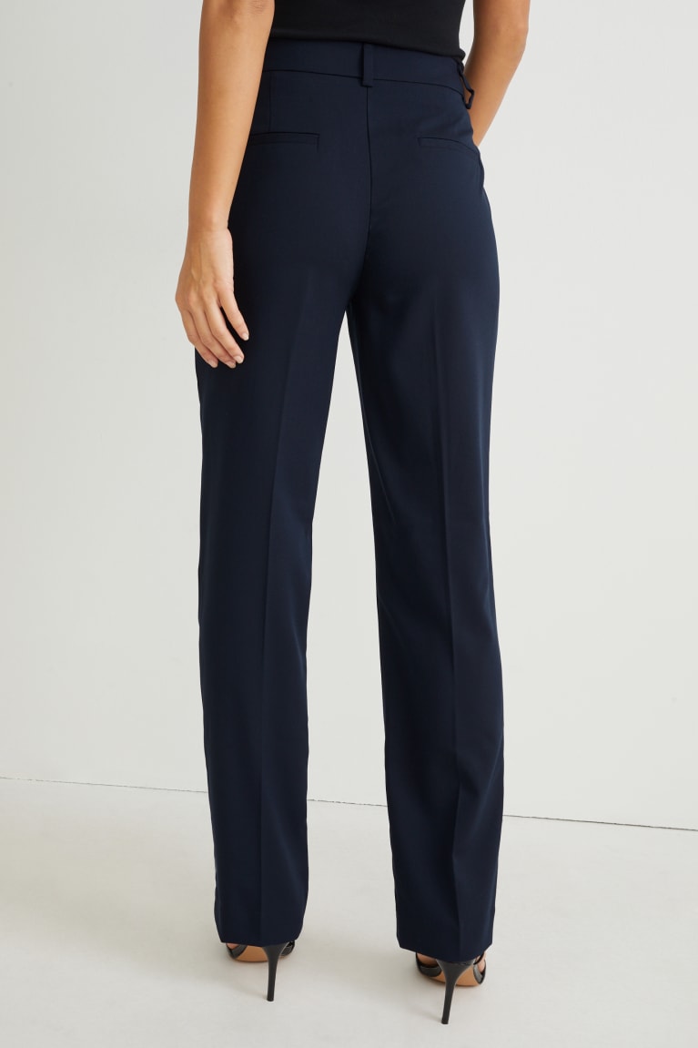 Pantalones C&A Business Mid-rise Cintura Regular Fit Recycled Azules Oscuro | ZICHPN-403