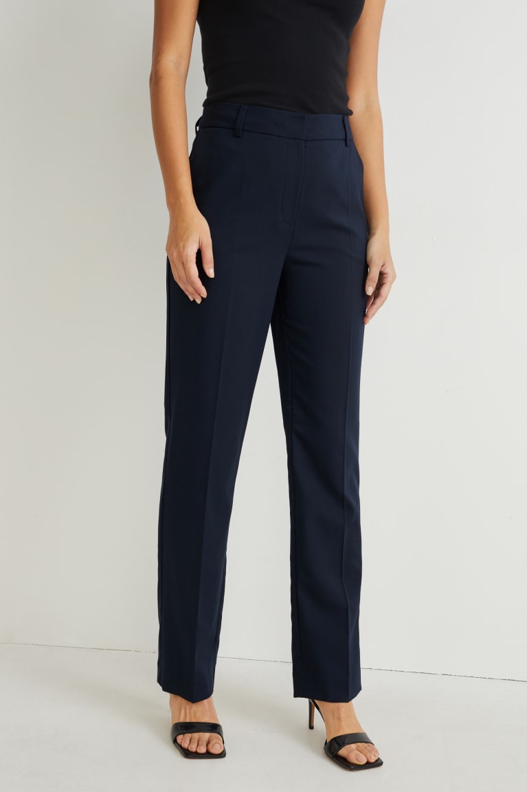 Pantalones C&A Business Mid-rise Cintura Regular Fit Recycled Azules Oscuro | ZICHPN-403