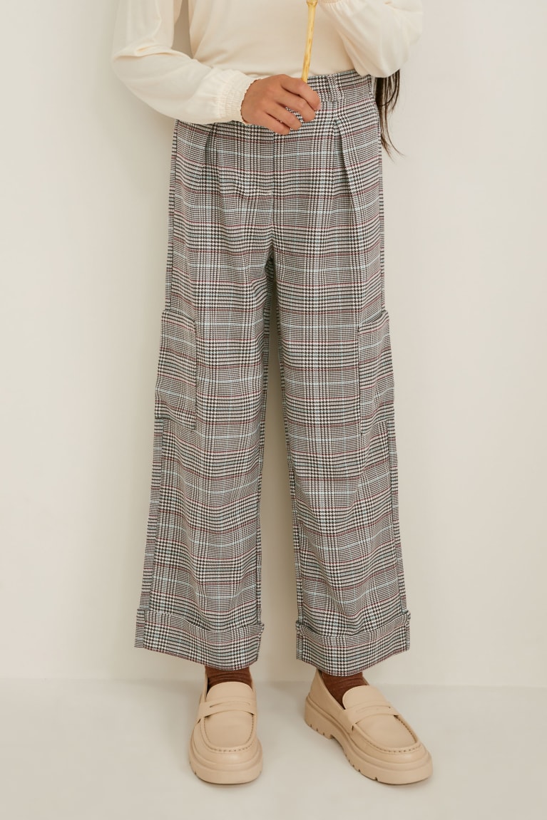 Pantalones C&A Check Beige | YKFAHI-234