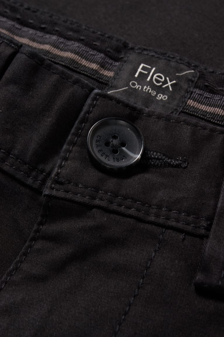 Pantalones C&A Chinos Slim Fit Flex Lycra® Negras | JLXMUT-173