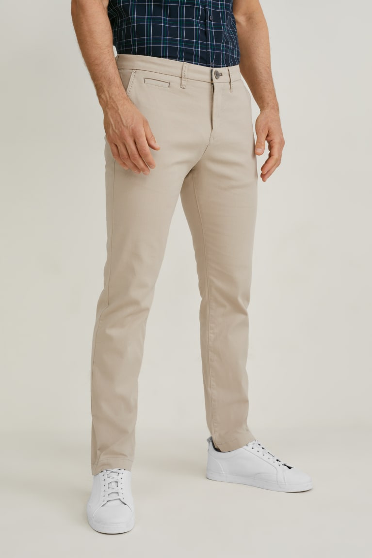 Pantalones C&A Chinos Slim Fit Lycra® Gris Marrones | QEBJDX-178