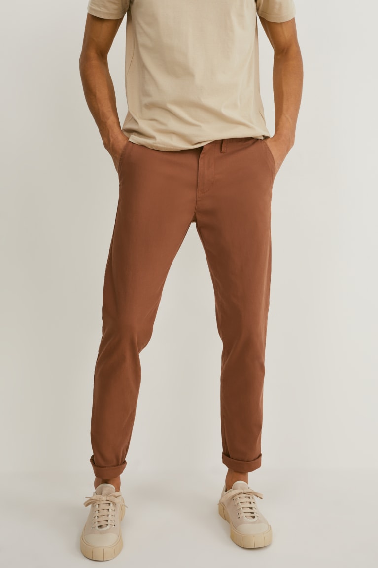 Pantalones C&A Chinos Slim Fit Lycra® Marrones | CSNQWO-961