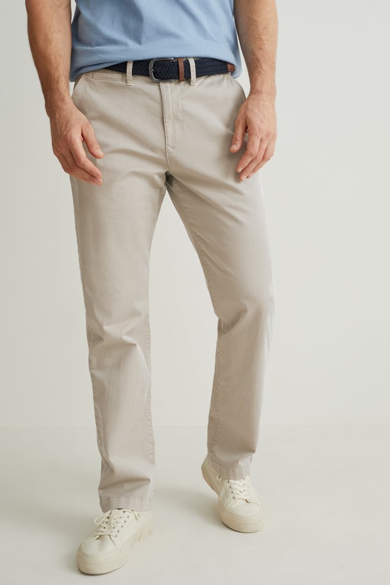 Pantalones C&A Chinos With Belt Regular Fit Gris Marrones | PJEFUW-471