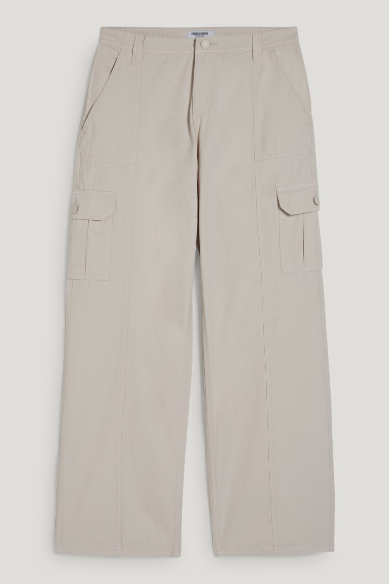 Pantalones C&A Clockhouse Cargo High Cintura Relaxed Fit Beige Claro | CGYWNX-139