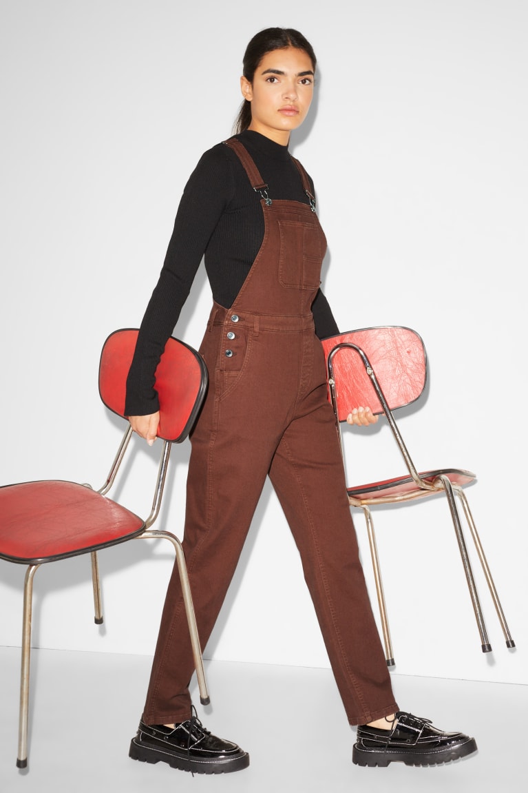 Pantalones C&A Clockhouse Dungarees Marrones | QVOAYE-324