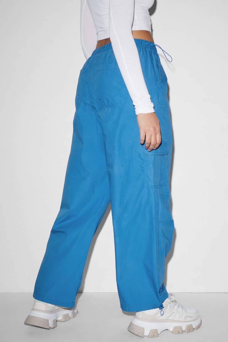 Pantalones C&A Clockhouse Mid-rise Cintura Loose Fit Azules | KRECQI-253