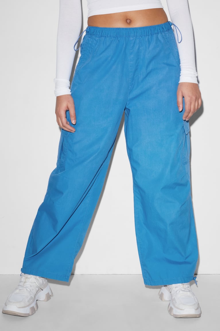 Pantalones C&A Clockhouse Mid-rise Cintura Loose Fit Azules | KRECQI-253