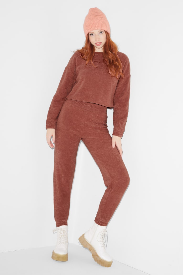 Pantalones C&A Clockhouse Terry Cloth Joggers Terracotta | IQPEVY-516