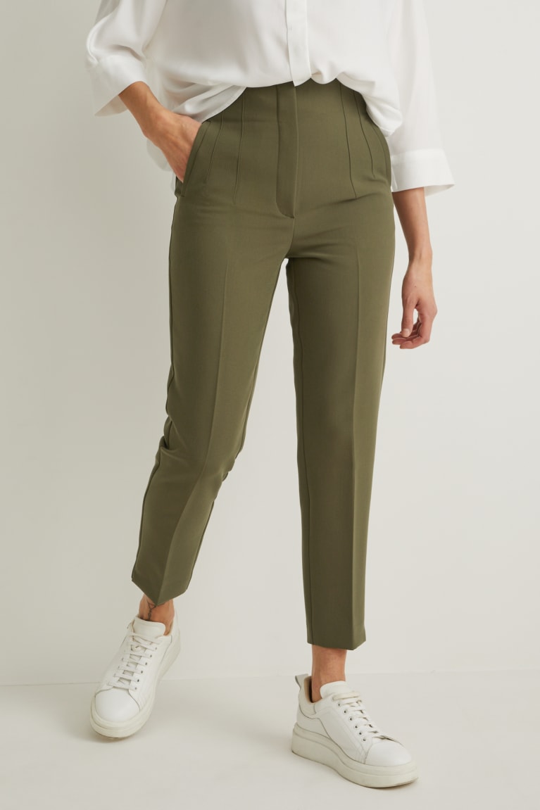 Pantalones C&A Cloth High Cintura Cigarette Fit Recycled Verde | OKAXGQ-239