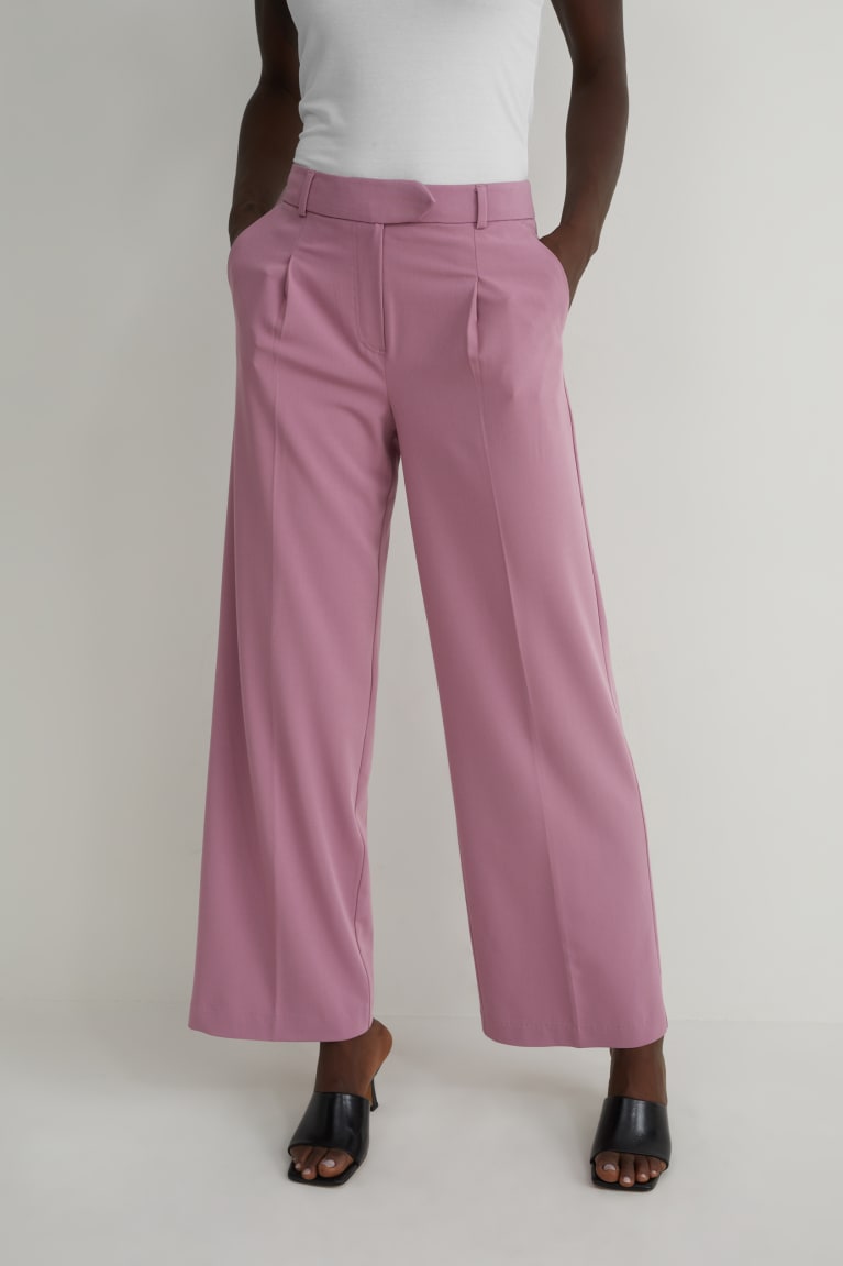 Pantalones C&A Cloth High Cintura Directo Fit Rosas Oscuro | XRMNAL-231