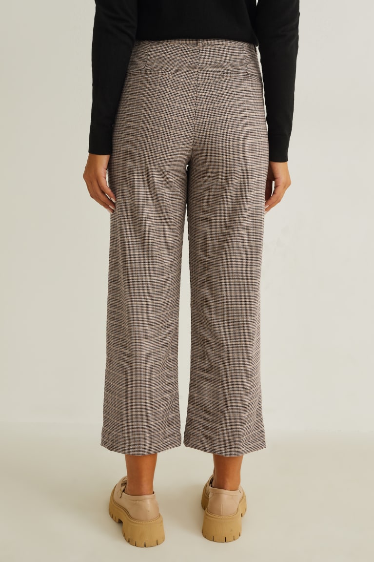 Pantalones C&A Cloth High Cintura Regular Fit Recycled Check Marrones Claro | YVFUAD-459