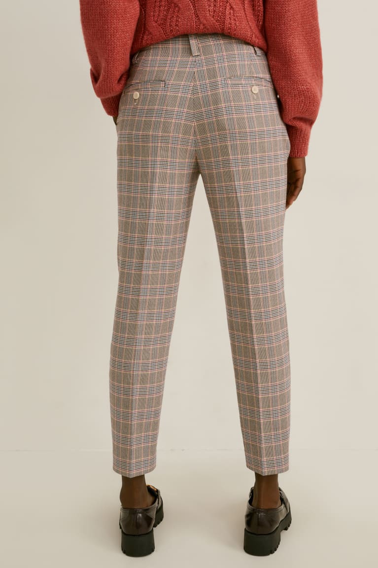 Pantalones C&A Cloth High Cintura Tapered Fit Recycled Check Multicolour Checked | TCQYSR-167