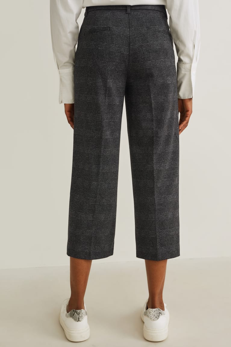 Pantalones C&A Cloth High-rise Cintura Anchos Leg Recycled Check Gris Oscuro | XUAQOR-016