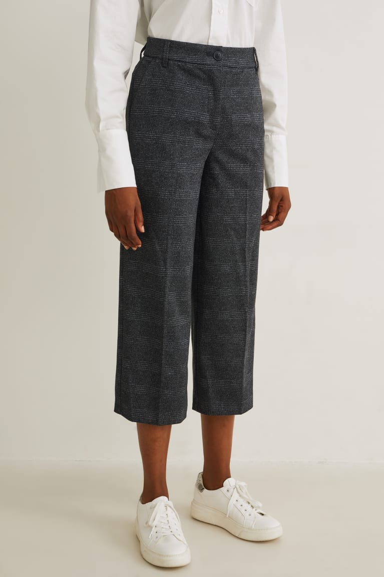 Pantalones C&A Cloth High-rise Cintura Anchos Leg Recycled Check Gris Oscuro | XUAQOR-016