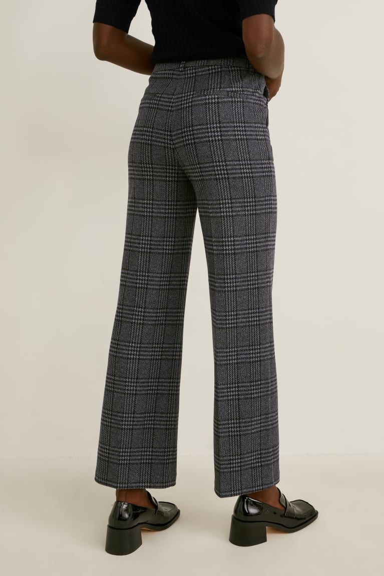 Pantalones C&A Cloth Mid-rise Cintura Anchos Leg Recycled Check Gris Negras | BRNDEK-461