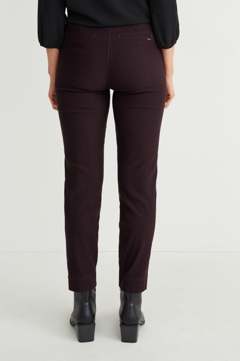 Pantalones C&A Cloth Mid-rise Cintura Slim Fit Rojas Oscuro | NKRBXH-048