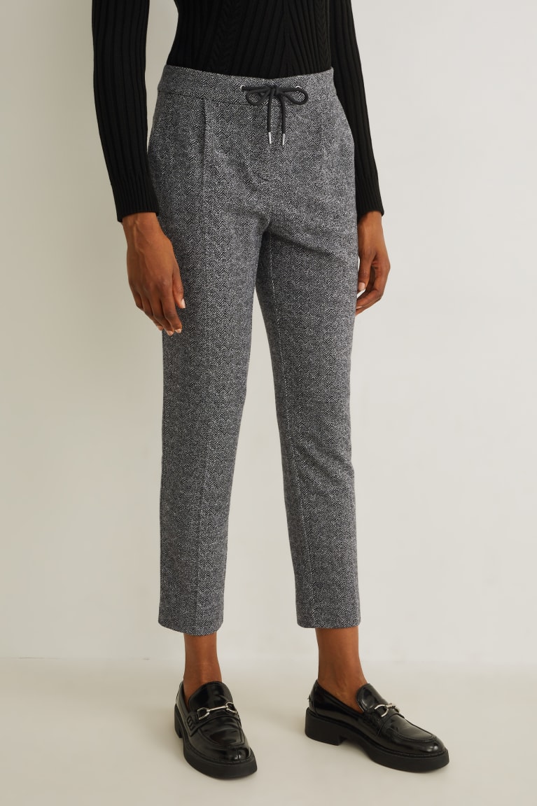 Pantalones C&A Cloth Mid-rise Cintura Tapered Fit Gris Negras | NGAQUK-421