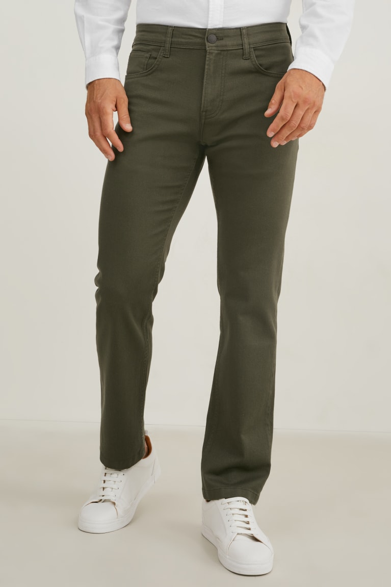 Pantalones C&A Cloth Regular Fit Lycra® Verde Oscuro | VQUZIF-590