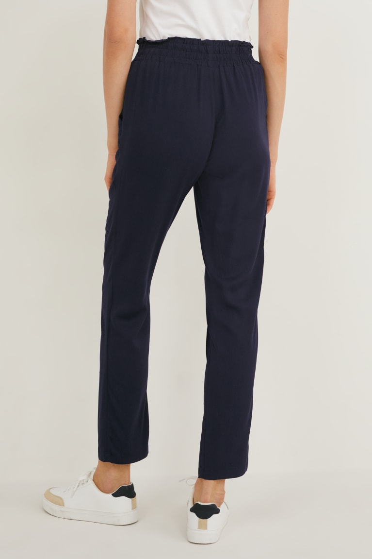 Pantalones C&A Cloth Tapered Fit Lenzing™ Ecovero™ Azules Oscuro | RFUPHN-861