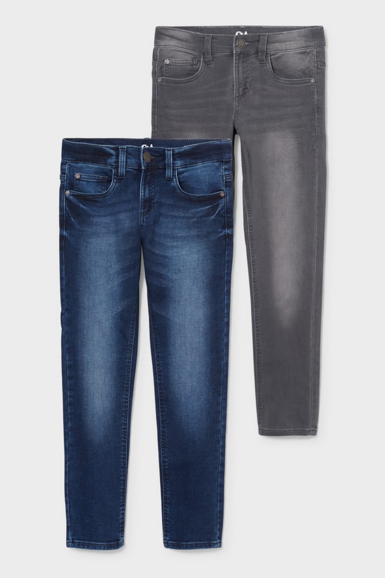 Pantalones C&A Extended Sizes Multipack Of 2 Slim Jog Denim Azules Gris Oscuro | CIVOZE-431