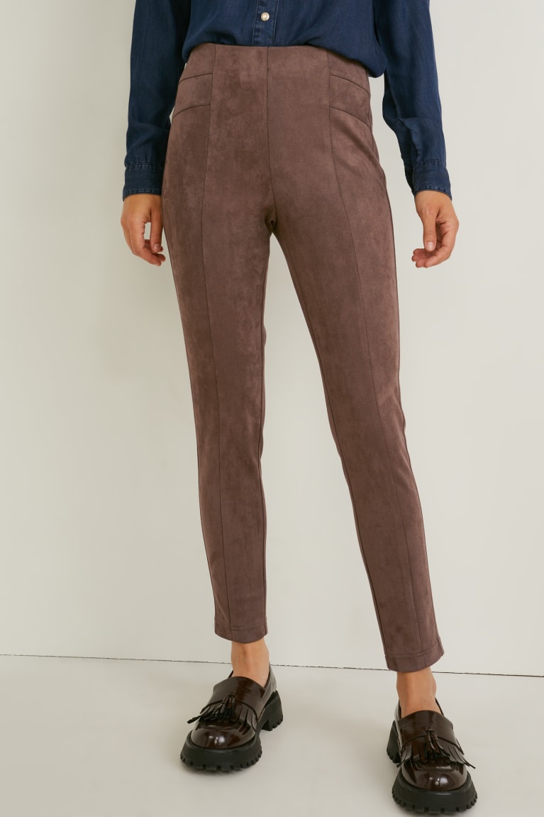 Pantalones C&A Faux Gamuza Gris Marrones | ISUOWL-045