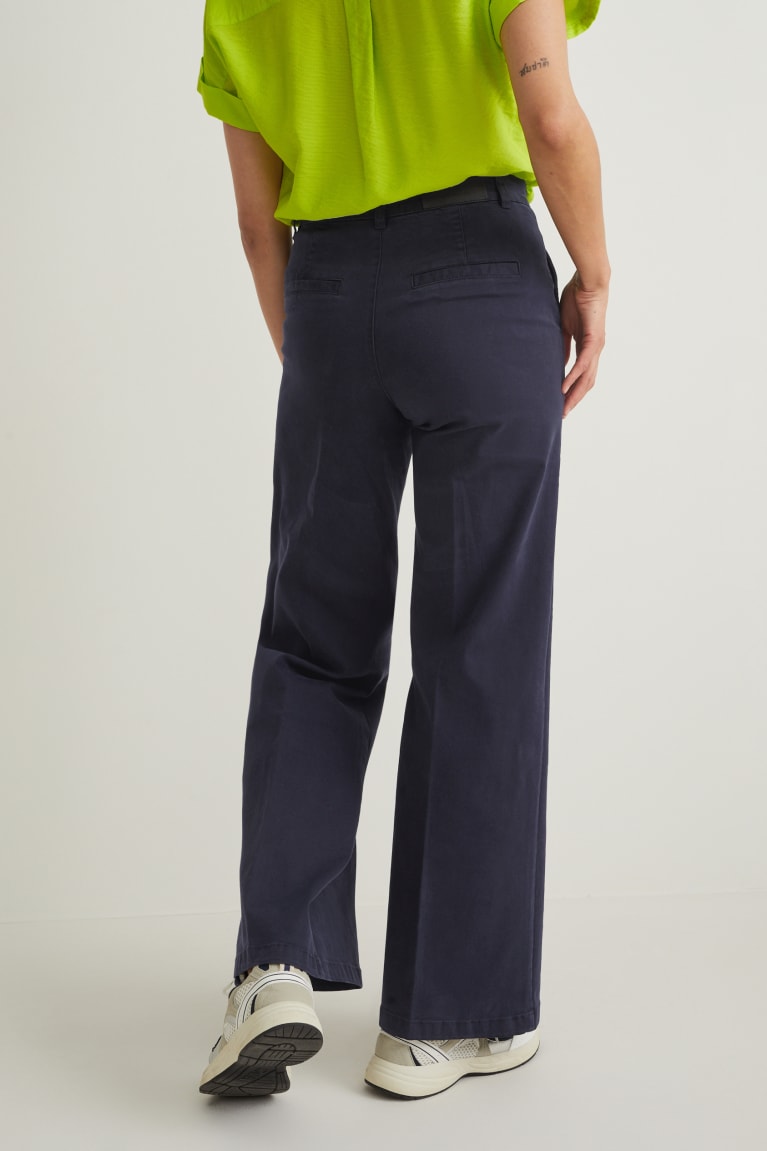 Pantalones C&A High Cintura Anchos Leg Azules Oscuro | DEASFN-571