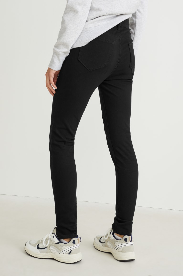 Pantalones C&A High Cintura Flaco Fit 4 Way Stretch Negras | XMKIHD-390