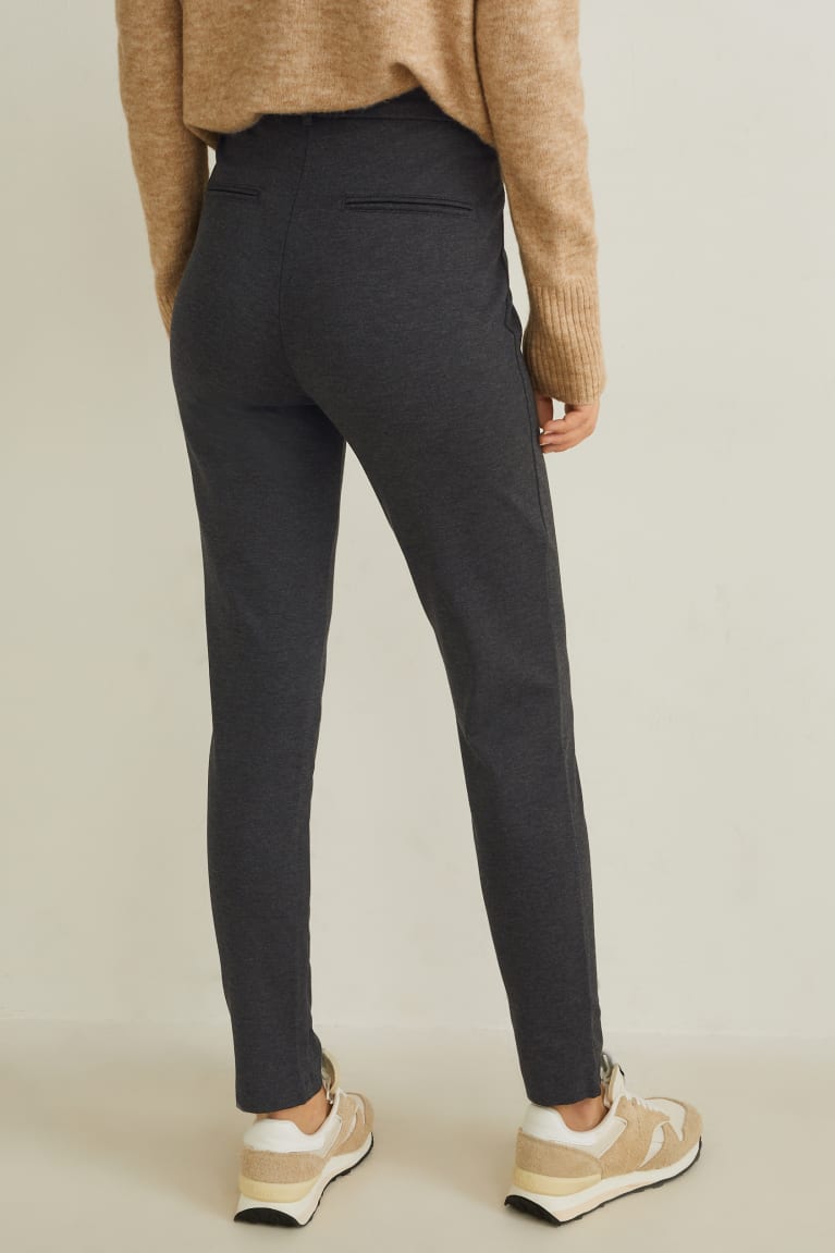 Pantalones C&A Jersey Flaco Fit Gris Oscuro | RYIXLG-267