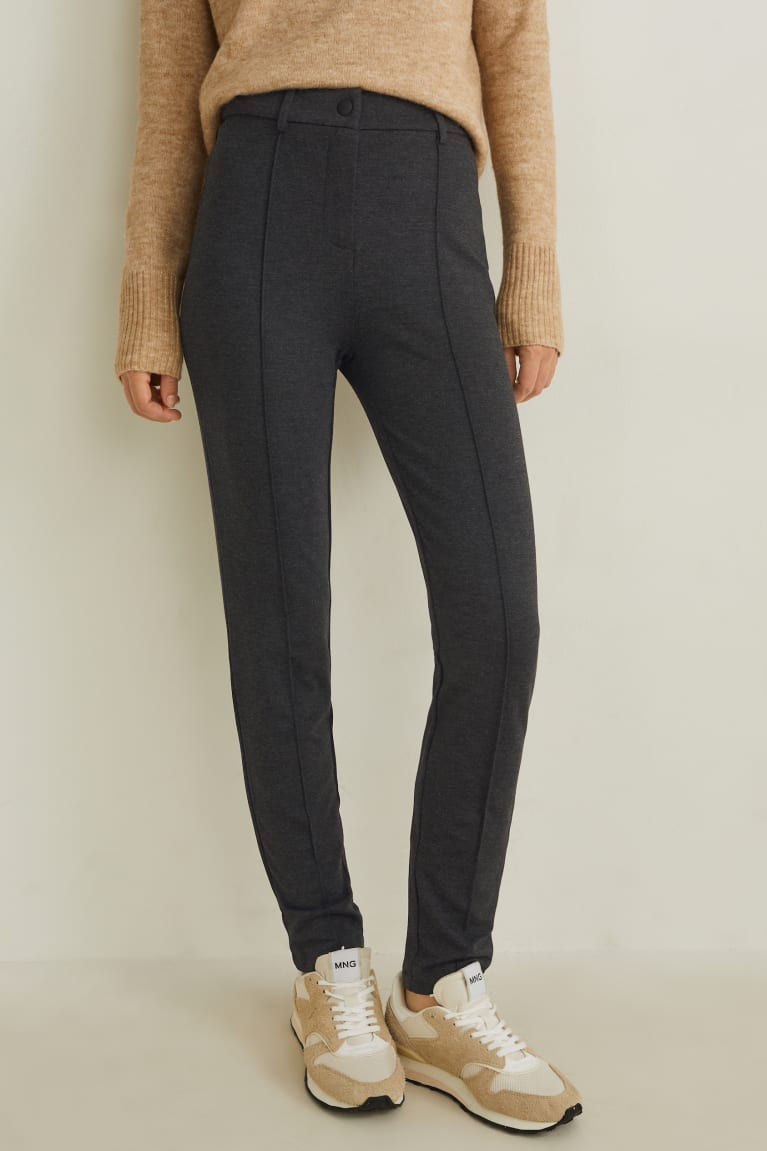 Pantalones C&A Jersey Flaco Fit Gris Oscuro | RYIXLG-267