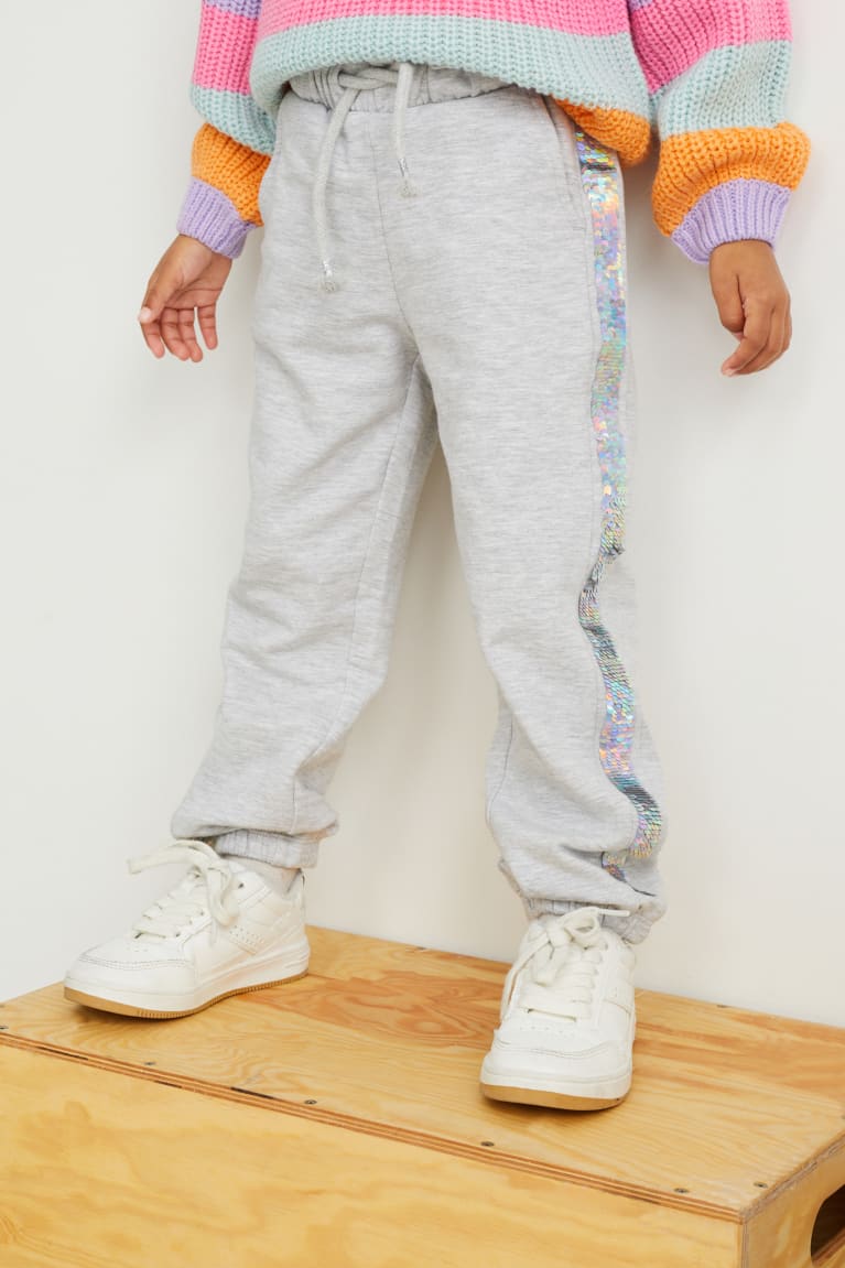 Pantalones C&A Joggers Shiny Gris Claro | VZITCM-689